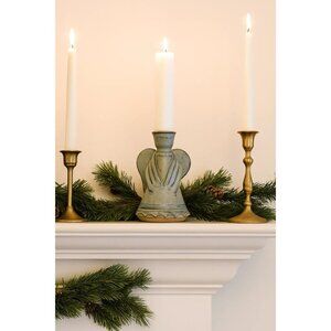 Clay Angel Candle Holder Christmas Holiday Decor Handcrafted Guardian Figurine